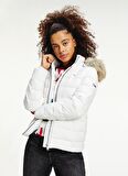 Tommy Jeans Kapüşonlu Beyaz Kadın Şişme Ceket DW0DW08588YBR