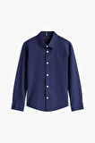 Erkek Çocuk Solid Stretch Poplin Gömlek - Lacivert | 10 Yaş