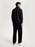 Tommy Hilfiger Logo Mockneck Erkek Yarım Fermuarlı Sweatshirt