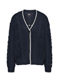 Tommy Jeans Lacivert Kadın Hırka TJW BUBBLE CABLE FLAG CARDIGAN