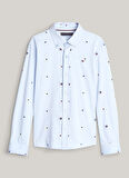 Tommy Hilfiger Baskılı Mavi Erkek Gömlek KB0KB09136C1Z