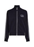 Tommy Hilfiger Dik Yaka Baskılı Lacivert Kadın Sweatshırt VARSITY REG FULL ZIP HWK JACKET