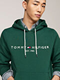 Erkek Tommy Logo Baskılı Sweatshirt-Yeşil | L
