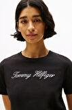 Kadın Th Script Logo Regular T-Shirt - Siyah | XS