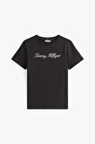 Kadın Th Script Logo Regular T-Shirt - Siyah | XS