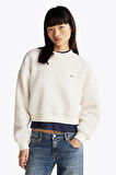 Kadın Beyaz Teddy Crew Sweatshırt