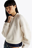 Kadın Beyaz Teddy Crew Sweatshırt