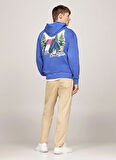 Tommy Jeans Kapüşon Yaka Mavi Erkek Sweatshırt DM0DM20500C8T RLX NOVELTY GRAPHIC