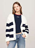 Tommy Jeans Beyaz Kadın Hırka TJW RWB BACK FLAG CARDIGAN EXT