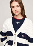 Tommy Jeans Beyaz Kadın Hırka TJW RWB BACK FLAG CARDIGAN EXT
