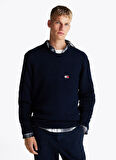 Tommy Jeans Bisiklet Yaka Regular Fit Nakışlı Lacivert Erkek Kazak DM0DM19431C1GTJM REG WAFFLE SWEATER