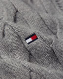 TOMMY HILFIGER Erkek Marka Logolu Pamuklu Günlük Kullanıma Uygun Koyu Gri Kazak MW0MW33132 P91