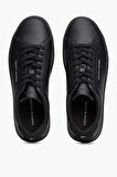 Erkek Pebble Grain Court Sneaker - Siyah | 42