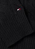 Tommy Hilfiger Yuvarlak Yaka Standart Desenli Siyah Kazak Kadın SOFT YÜN CABLE C-NK