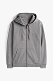 Erkek Regular Fit Kapüşonlu Fermuarlı Intechno Sweatshirt - Gri | S