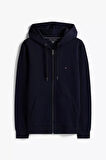 Erkek Regular Fit Kapüşonlu Kanguru Cepli Fermuarlı Sweatshirt - Lacivert | M