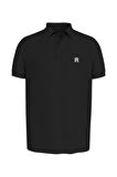 Tommy hılfıger Erkek Logolu Polo Yaka Siyah T-shirt