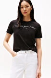 Kadın Th Yazı Logo T-Shirt - Siyah | S