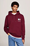 Erkek Logo Bağcıklı Kapüşonlu Sweatshirt - Koyu Kırmızı | M
