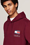 Erkek Logo Bağcıklı Kapüşonlu Sweatshirt - Koyu Kırmızı | M