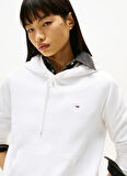 Tommy Jeans Kapüşon Yaka Beyaz Kadın Sweatshırt DW0DW19958YBR