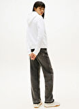 Tommy Jeans Kapüşon Yaka Beyaz Kadın Sweatshırt DW0DW19958YBR