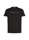 Tommy Jeans Bisiklet Yaka Siyah Erkek T-Shirt DM0DM20744BDS TJM REG LINEAR LOGO