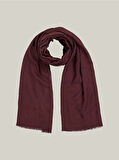 Tommy Hilfiger  Jakarlı Bordo Eşarp