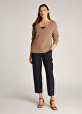 Tommy Hilfiger V Yaka Normal Kahve Kazak Kadın WW0WW44452RBC