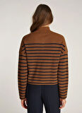 Tommy Hilfiger Polo Yaka Normal Kahve Kazak Kadın WW0WW449810BO
