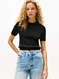 Tommy Jeans TJW ESSENTIAL SS SWEATER Kadın Siyah Kazak DW0DW19336BDS