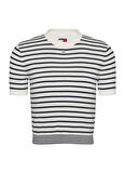 Tommy Jeans Gömlek Yaka Normal Beyaz Kazak Kadın DW0DW193360FE