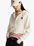 TOMMY HILFIGER TJW BADGE CABL HOOD CARDIGAN EXT Hırka