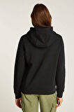 Kadın Tjw Logo Kapüşonlu Sweatshirt - Siyah | XL
