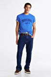 Erkek Tjm Vintage Varsity T-Shirt - Mavi | S