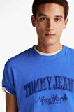 Erkek Tjm Vintage Varsity T-Shirt - Mavi | L