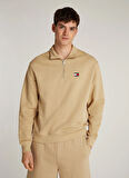 Tommy Jeans Fermuarlı Yaka Bej Erkek Sweatshırt DM0DM20641ACT TJM RLX BADGE 1/4 ZIP