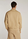 Tommy Jeans Fermuarlı Yaka Bej Erkek Sweatshırt DM0DM20641ACT TJM RLX BADGE 1/4 ZIP