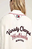 Tommy  Jeans  Kadın Beyaz Varsity Cardigan Ceket