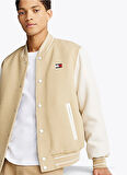 Tommy Jeans Regular Fit Bej Erkek Ceket DM0DM20216ACT TJM WOOL BLEND VRSITY