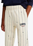 Tommy Hilfiger Geniş Paça Ekru Kız Çocuk Eşofman Altı KG0KG083060FA