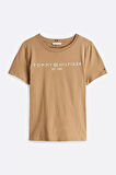 Kadın Logo Yuvarlak Yaka T-Shirt - Açık Kahverengi | XS