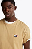 Erkek Tommy Badge Crew Yaka T-Shirt - Açık Kahverengi | XS