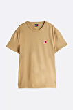 Erkek Tommy Badge Crew Yaka T-Shirt - Açık Kahverengi | XS