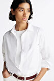 Kadın Oversize Poplin Gömlek - Beyaz | 36