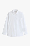 Kadın Oversize Poplin Gömlek - Beyaz | 36