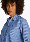 Tommy Hilfiger Normal Gömlek Yaka Mavi Kadın Gömlek WW0WW456120X6