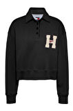 Tommy Jeans TJW H GRAPHIC HWK POLO Kadın siyah Sweatshirt DW0DW20537BDS