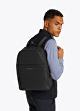 Tommy Hilfiger Deri Siyah Erkek Sırt Çantası TH BUSINESS LEATHER BACKPACK