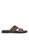 Kahve Erkek Deri Terlik PREMIUM HILFIGER SLIPON LH SAND